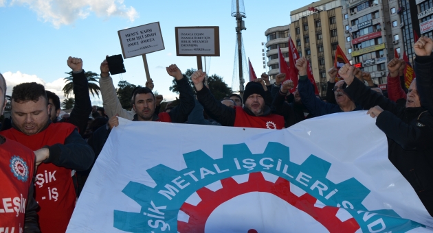 Grevi yasaklanan işçiler AKP’ye yürüdü