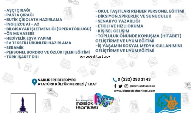 Meslek fabrikası Narlıdere'de kapılarını açıyor