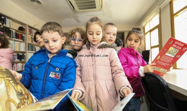 Bucalı miniklerden kütüphane ziyareti