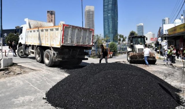 Bornova’da asfaltlama çalışmaları hafta sonu da durmuyor