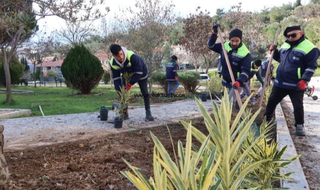 Bornova’da parklara yeni bitkiler dikiliyor