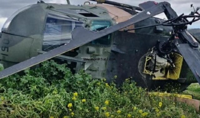 İzmir'de askeri helikopter boş bir araziye zorunlu iniş yaptı: 1 personel yaralandı
