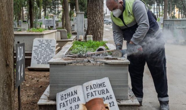Büyükçiğli Mezarlığı’ndaki hasar gideriliyor