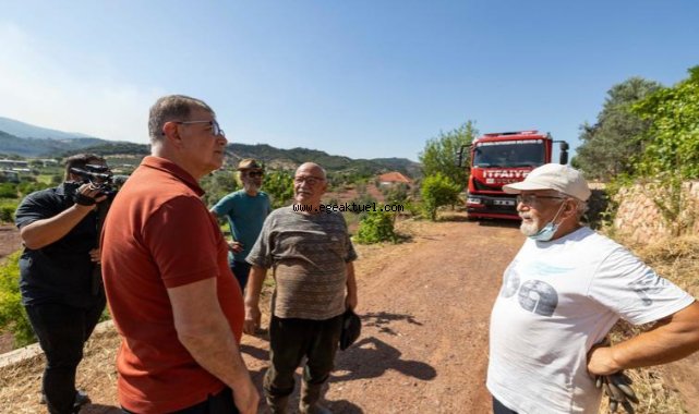 Başkan Tugay yangın bölgesini inceledi