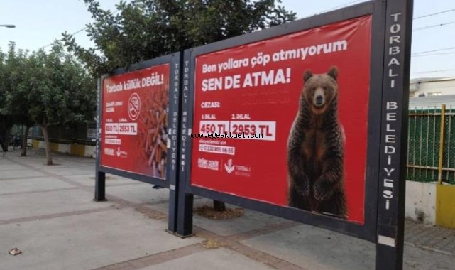 Torbalı Belediyesi'nden ayı göndermeli çöp mesajı!