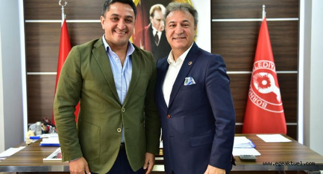 Başkan İduğ ve İzbeton Genel Müdürü Kaya ile bir araya geldi