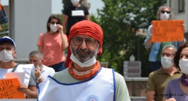 Bergama’da şantiyeye sürülen uzman arkeolog için basın açıklaması yapıldı