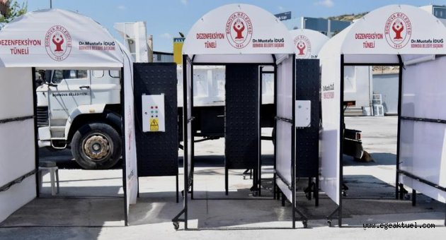 Bornova’daki tüm pazarlara dezenfektan tüneli