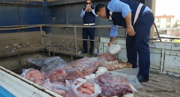Buca da 216 kilo kaçak et imha edildi