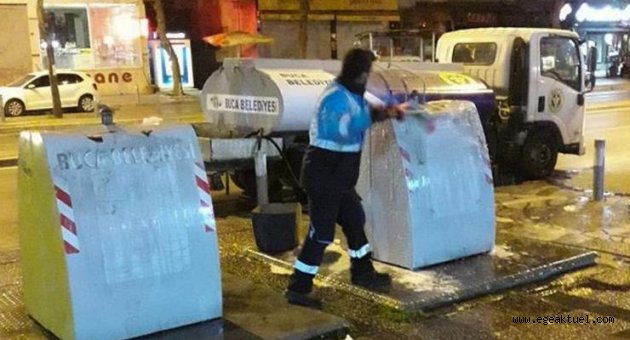 Buca’da çöp konteynerlerine hijyen operasyonu 