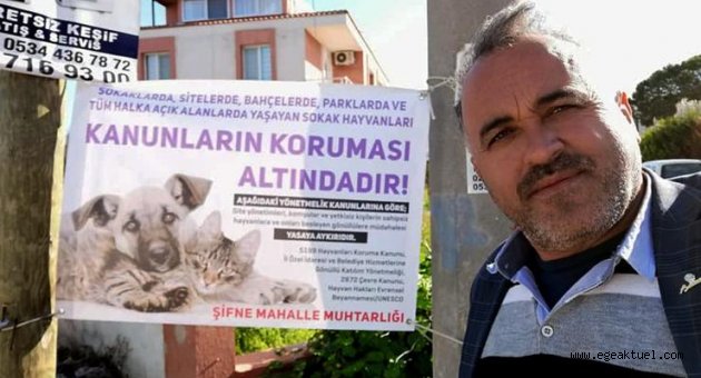 Çeşmeli muhtar, sokak hayvanlarının haklarını hatırlattı
