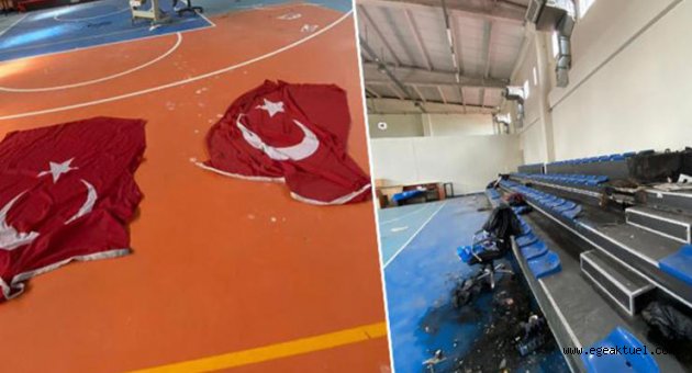 CHP'li başkan paylaştı: Spor salonu depo oldu, bayraklar yerlerde!
