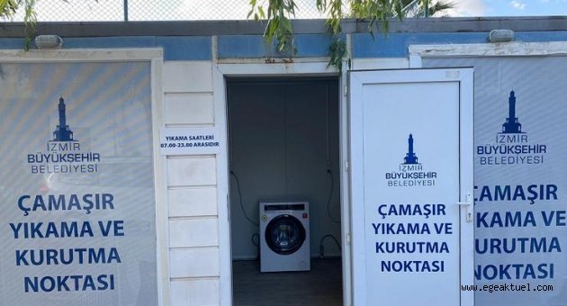 Depremzedeler için 4 noktada çamaşırhane kuruldu