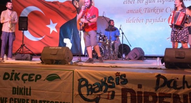 Dikili'de tel örgülere konserli protesto!