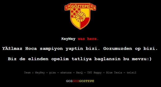 Göztepe'nin sitesini hacklediler