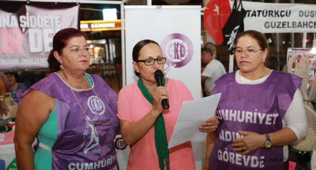 Güzelbahçe’de Kadına Şiddet Protesto Edildi