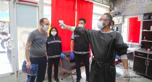 Karabağlar’da berber ve kuaför salonlarına denetim