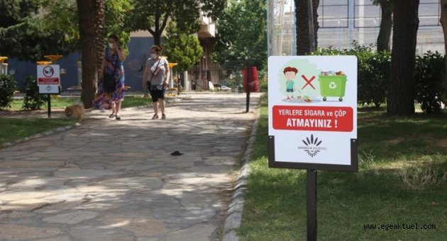 Karabağlar parklarına uyarı levhaları