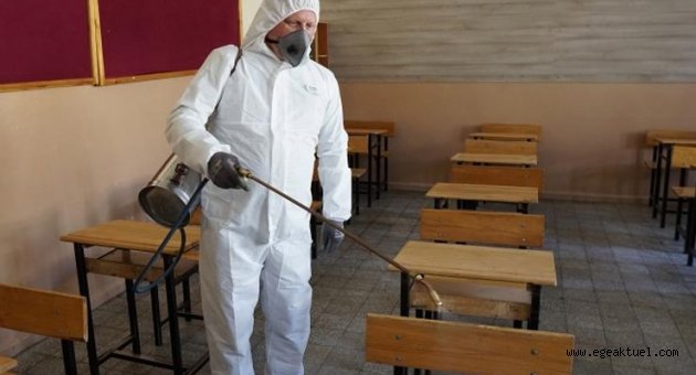 Kemalpaşa'da sınav öncesi okullar dezenfekte edildi