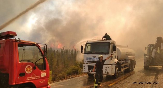 Konak’tan yangın bölgesine destek