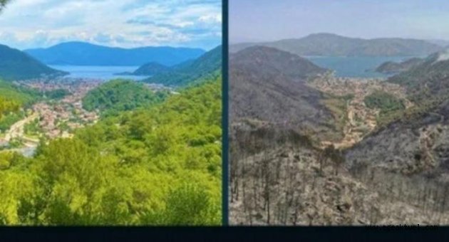 Marmaris İçmeler'in yangın sonrası hali
