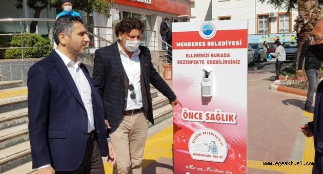 Menderes’te el dezenfekte üniteleri devrede