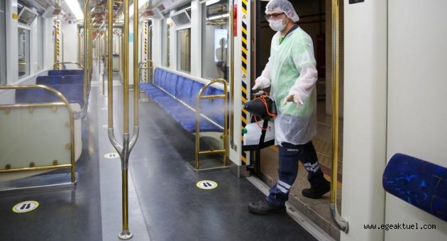 Metro ve tramvay vagonlarına günde 491 kez dezenfeksiyon