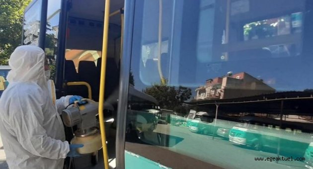 Ödemiş'te Koronavirüs önlemleri: Şehir içi minibüsleri dezenfekte ediliyor