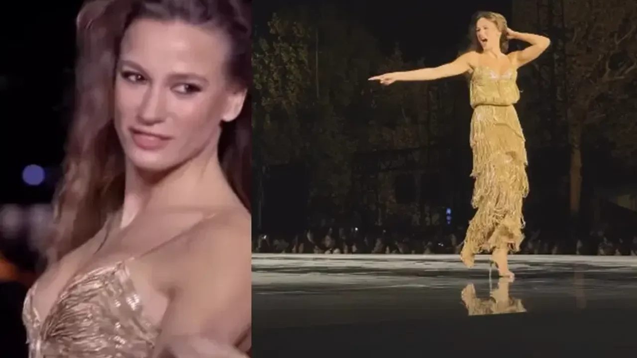 Serenay Sarıkaya Paris Moda Haftası’nda podyuma çıktı! Altın elbisesiyle göz kamaştırdı