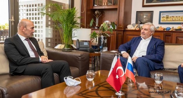 Rusya-Türkiye İş Konseyi heyetinden Başkan Soyer’e ziyaret
