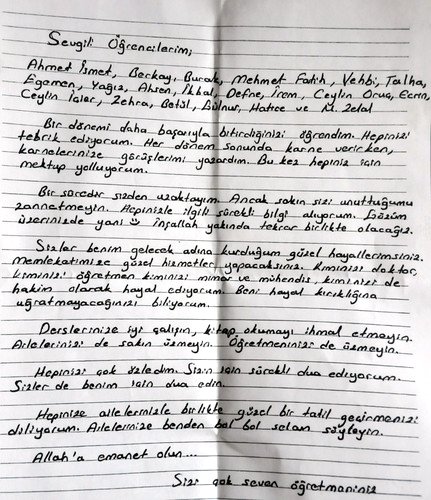 Tutuklu Öğretmenin Mektubu, Öğrencilerini Ağlattı