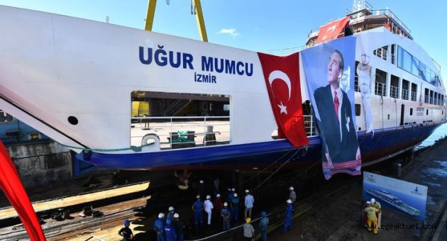 Uğur Mumcu Feribotu törenle denize indirildi