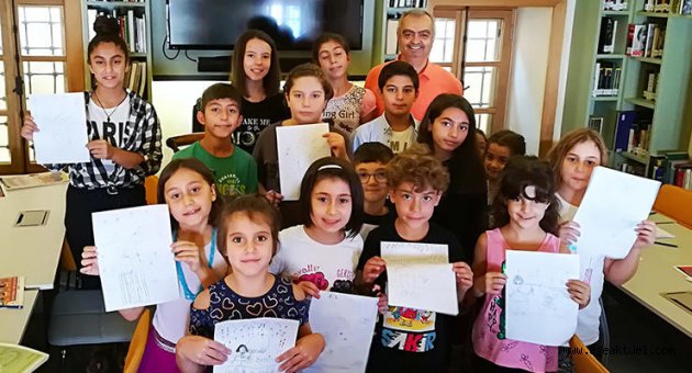 Urla'da çocuklarla karikatür buluşması